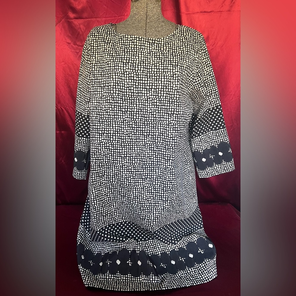 Caroline Rose Black and White Women's Long Sleeve Dress